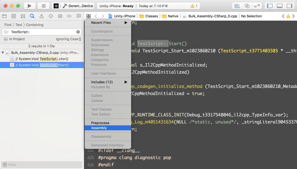 iOS Build on macOS - Assembly Menu