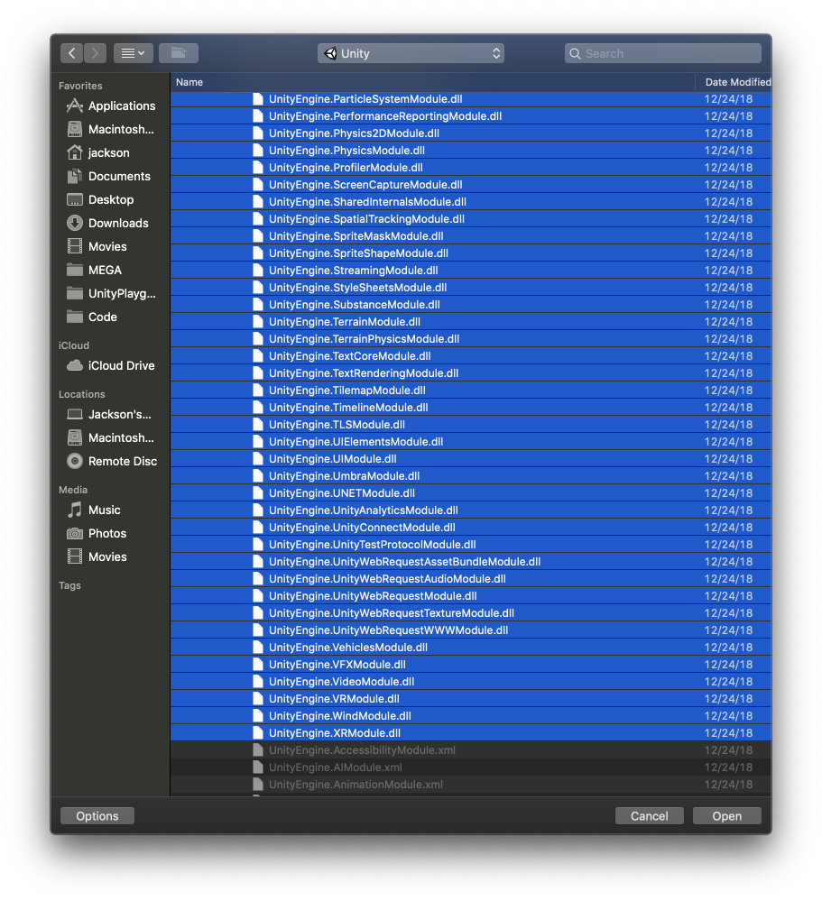 Select Unity DLLs